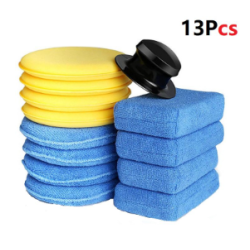 3PCS Soft Microfiber Car Polishing Waxing Sponge Detailing Care With Handle Applicator Waxing