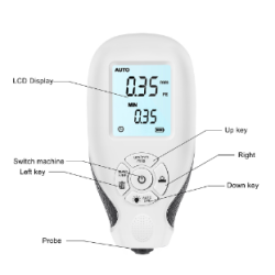 0.01mm 1mil Thickness Meter Calibration Function with Backlight LCD Display Digital Coating Thicknes