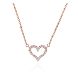 1 Piece Women Trendy Peach Heart Crystal Pendant Necklace Fashion Hollow Out Necklace