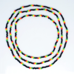 3in1 red yellow green black Glass Seed Beads Necklace Africa Rasta Reggae Punk Hiphop Elastic Stre