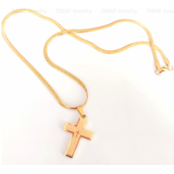 18k Golden Stainless Steel Cross necklace for men gold Hypoallergenic Necklace for women with box