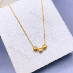 2in1 Stainless Steel three ball gold necklace with earrings set