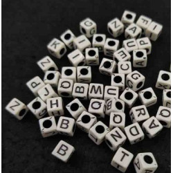 Acrylic Letter Beads Cube White/Black 250grams