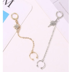 1pcs Korean Personality Star Long Tassel Earrings for Women Girls Fashion Ear Bone Clip Studs Jewelry Accessories (single)