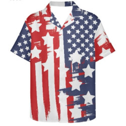 American Country Flag Print Polyester T Shirt Mans Clothing Brands Eagle Stars Pattern Summer Short