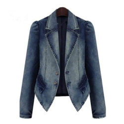 2020 Spring Women Denim Jacket Blue Basic Coats Casual Slim Long Sleeve Plus Size Fashion Short