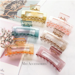 12pcs 10cm Korean multicolored transparent acrylic big hairpin plate hair clamp