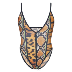 5XL One Piece Swimsuit Sexy Leopard Snakeskin Print Zipper Plus Size Swimwear Women Bodysuit