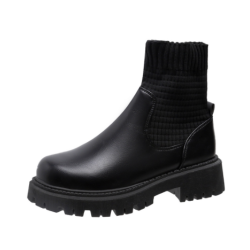 Black Sock Boots Women Slip On Ankle Boots Female