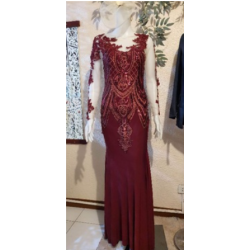 Elegant Burgundy Lace Gown