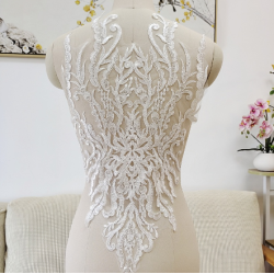 Embroidery Lace Applique Sewing Flower Fabric Collar Patch Wedding Gown Bridal Dress