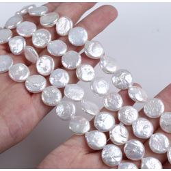 12-13mm white color coin shape pearl strand for Bracelet necklace making