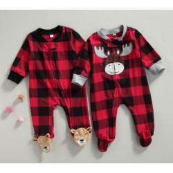 1 month baby boy outfit Baby Boy Girl Christmas Reindeer Plaid Footies Rompers 0 9M Newborn Infant