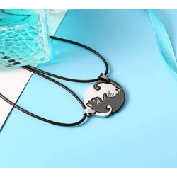 1 Pair Necklace Chain Pendant Kitty Cat Embrace Jewelry For Women Men Couple Lovers