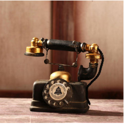 1 Vintage Telephone Household Office Desk Decor Wired Cored Miniature Phone Statue