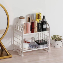 Double Layer Hollow Cosmetic Shelf Organizer Desk Organizer Office Living Room Storage Rack