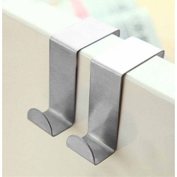 2pcs / set Stainless Hanging Steel Door Hooks Hanging Kitchen Cabinet Hanger On Door Back Type