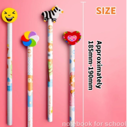 1PC Cute Pencil With Eraser Rubber Head Study Cartoon Children Gift Kids School Supplies Stationery