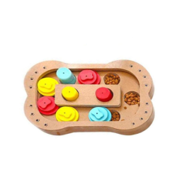 DGZ WO 132 Dogs Puzzle Toys Eco friendly Wooden Interactive Puppy Dog Cat Feeder Seek a Treat Pet