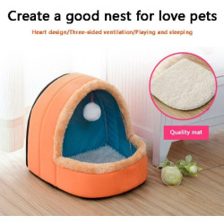 Pet Dog Cat Bed Puppy House with Toy Ball Warm Soft Pet Cushion Dog Kennel Cat