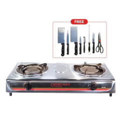 Double Burner Infrared Gas Stove by EuroHauz™ with 1 Set of Kitchen Knife FOR FREE