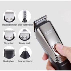 Kemei Hair Clipper Rechargeable 6In1 New Hair Clipper Washable Titanium Trimmer Electric Beard