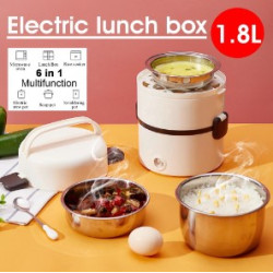 3 Layers 1.8L Stainless Steel Electric Rice Cooker Steamer Portable Meal Thermal Heating Lunch Box