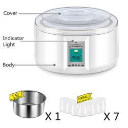 1.5L Electric Yogurt Maker Yogurt DIY Tool Kitchen Appliances Automatic Yogurt Maker with 7 Jars