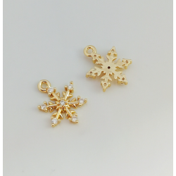 14K Covered Gold Color-Preserving Inlaid Zircon Snowflake Pendant